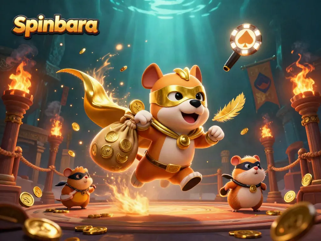 Experience thrilling adventures with Spinbara, featuring a superhero dog and vibrant casino elements.